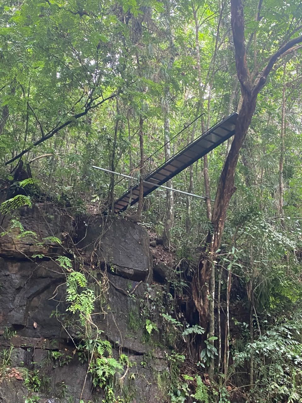 The jumping platform seen from the rocks below